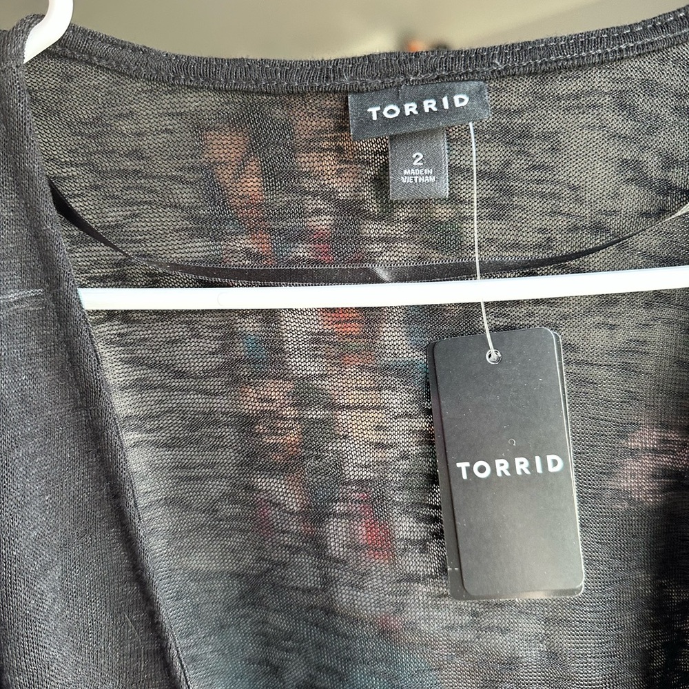 🖤Torrid slub knit tie front shrug 3/4 sleeve - Picture 9 of 10
